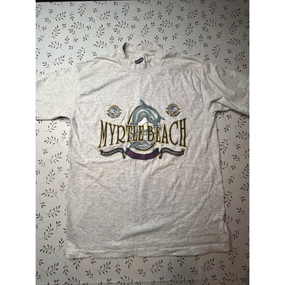 Vintage Myrtle Beach Dolphin T-Shirt Mens Large Gray South Carolina Graphic Tee